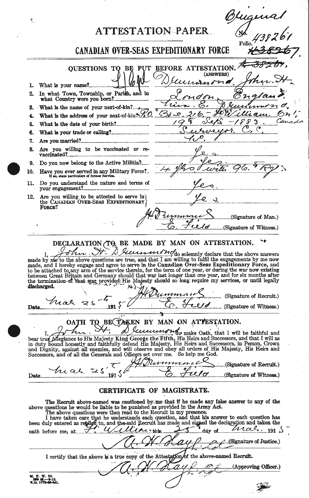 Personnel Records of the First World War - CEF 300910a