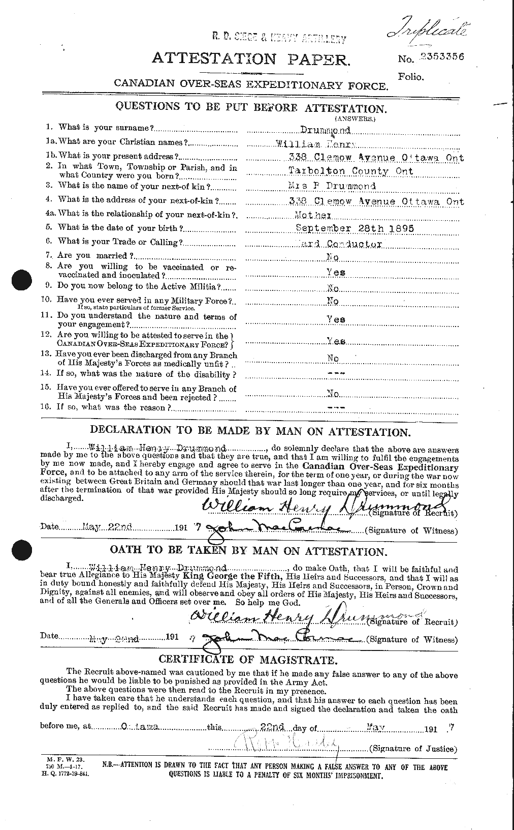 Personnel Records of the First World War - CEF 300960a