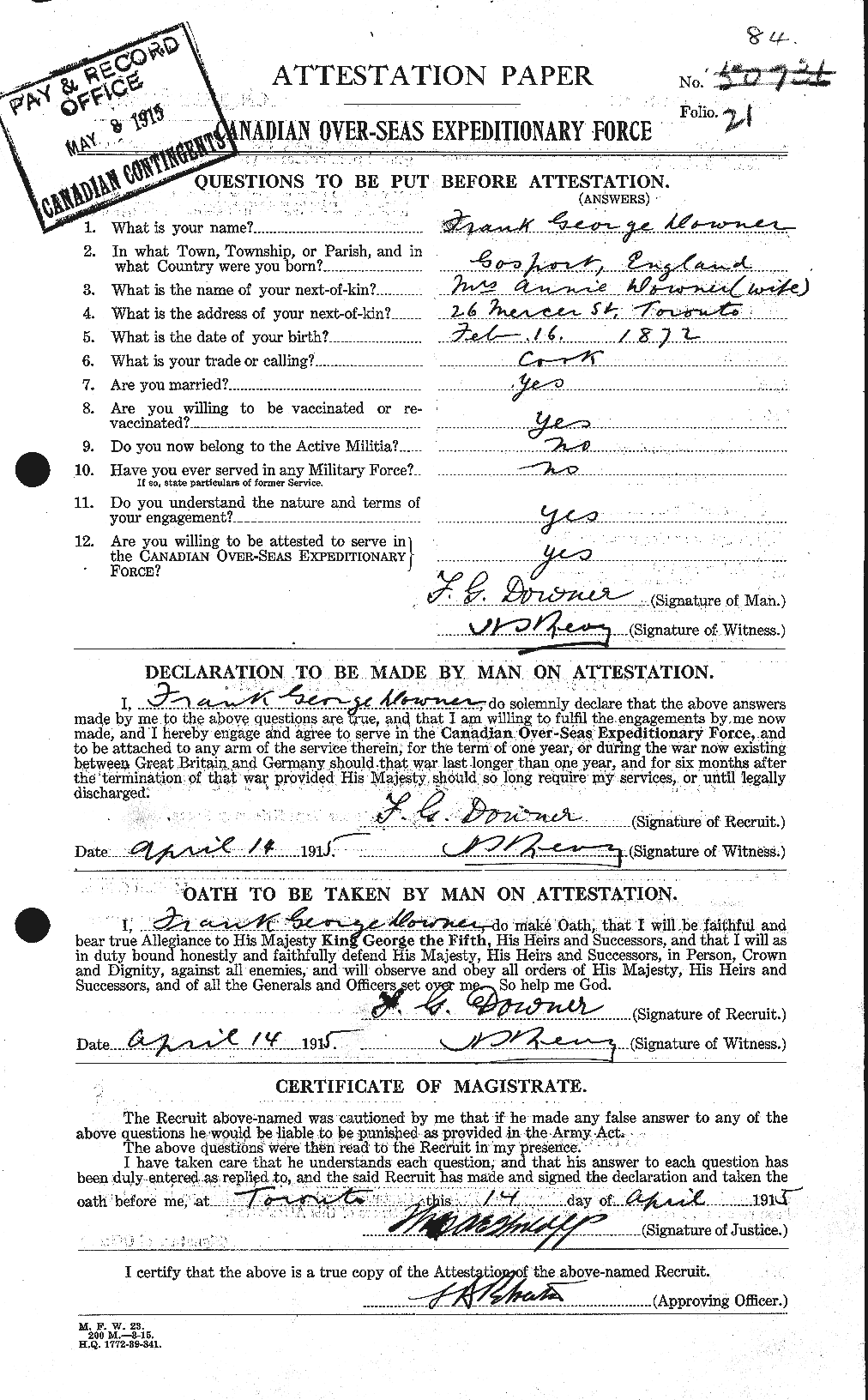 Personnel Records of the First World War - CEF 301094a