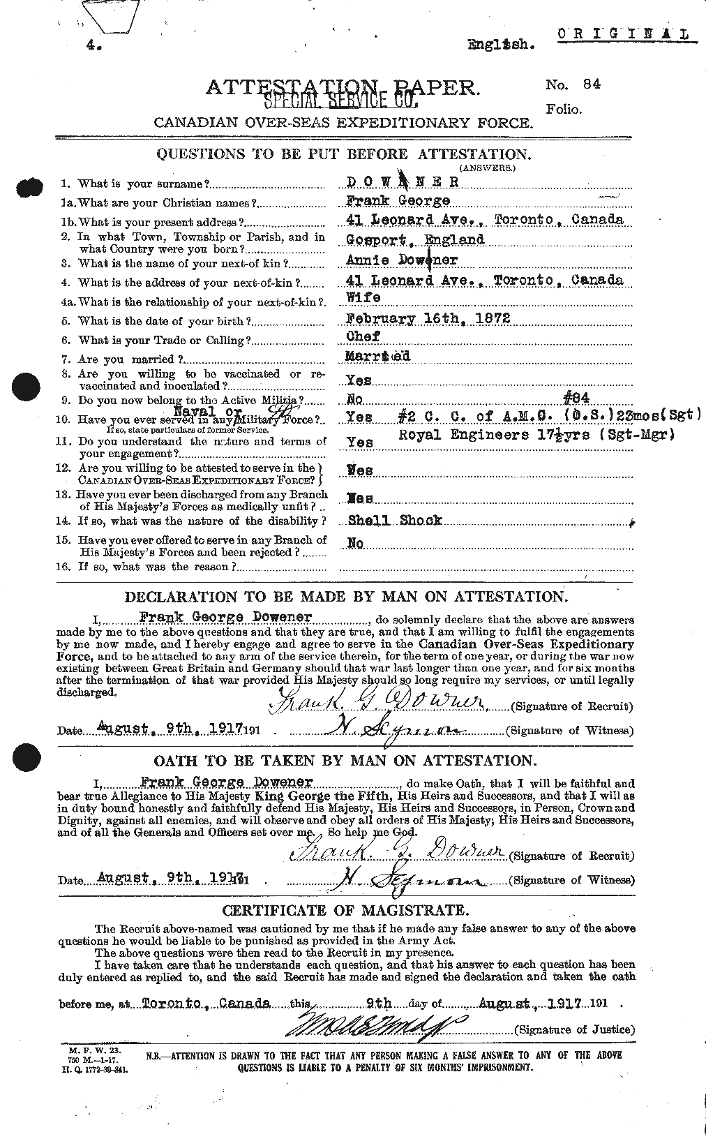 Personnel Records of the First World War - CEF 301095a