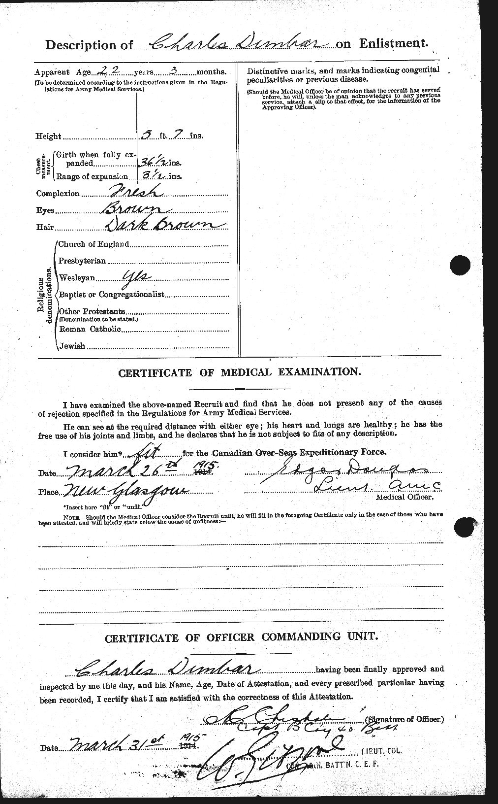 Dossiers du Personnel de la Première Guerre mondiale - CEC 301469b