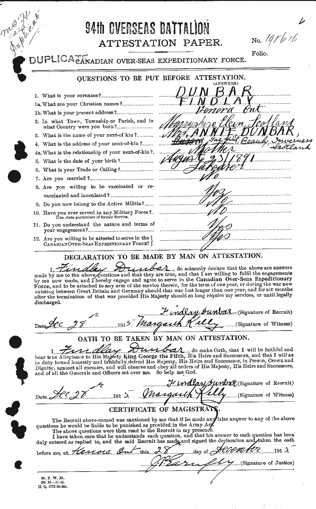 Personnel Records of the First World War - CEF 301487a