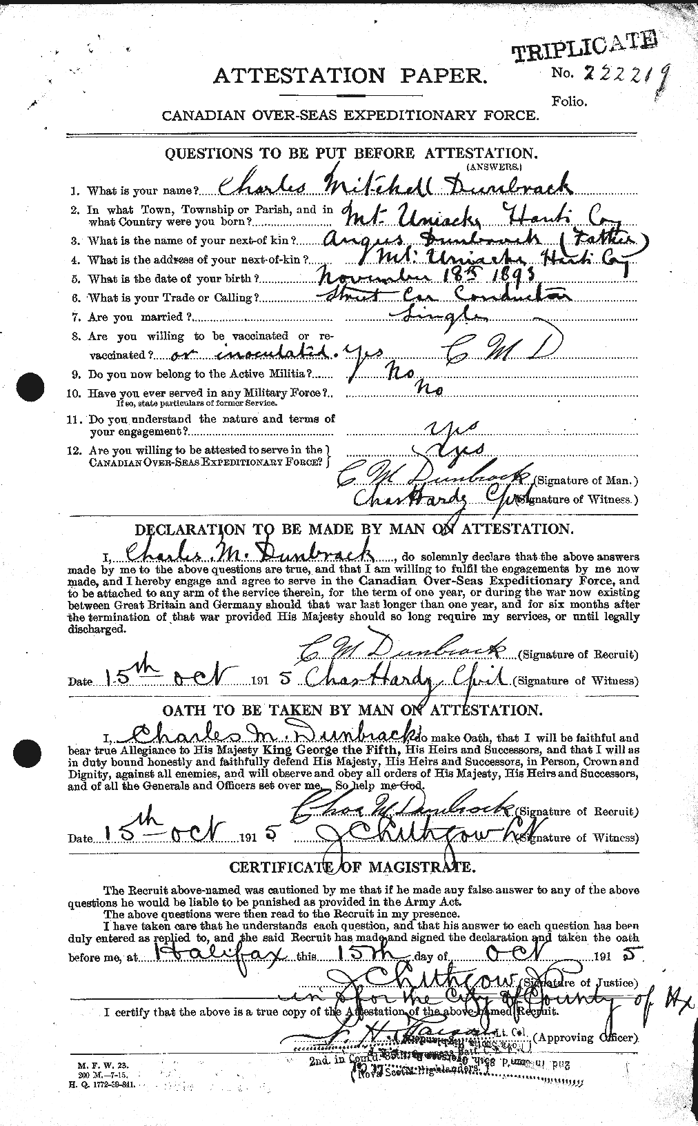 Personnel Records of the First World War - CEF 301587a