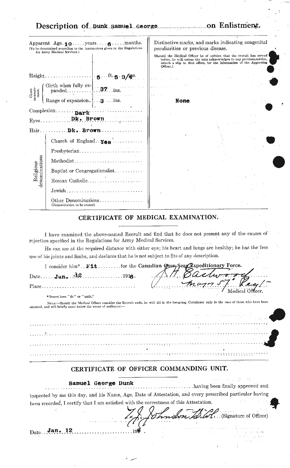Dossiers du Personnel de la Première Guerre mondiale - CEC 302590b