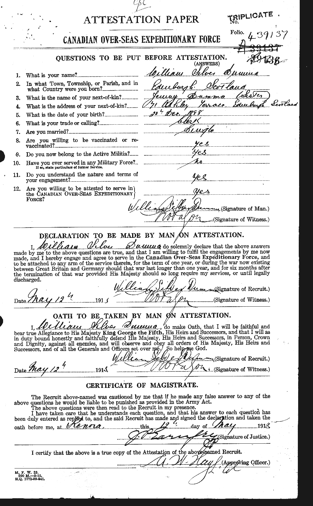 Personnel Records of the First World War - CEF 302738a