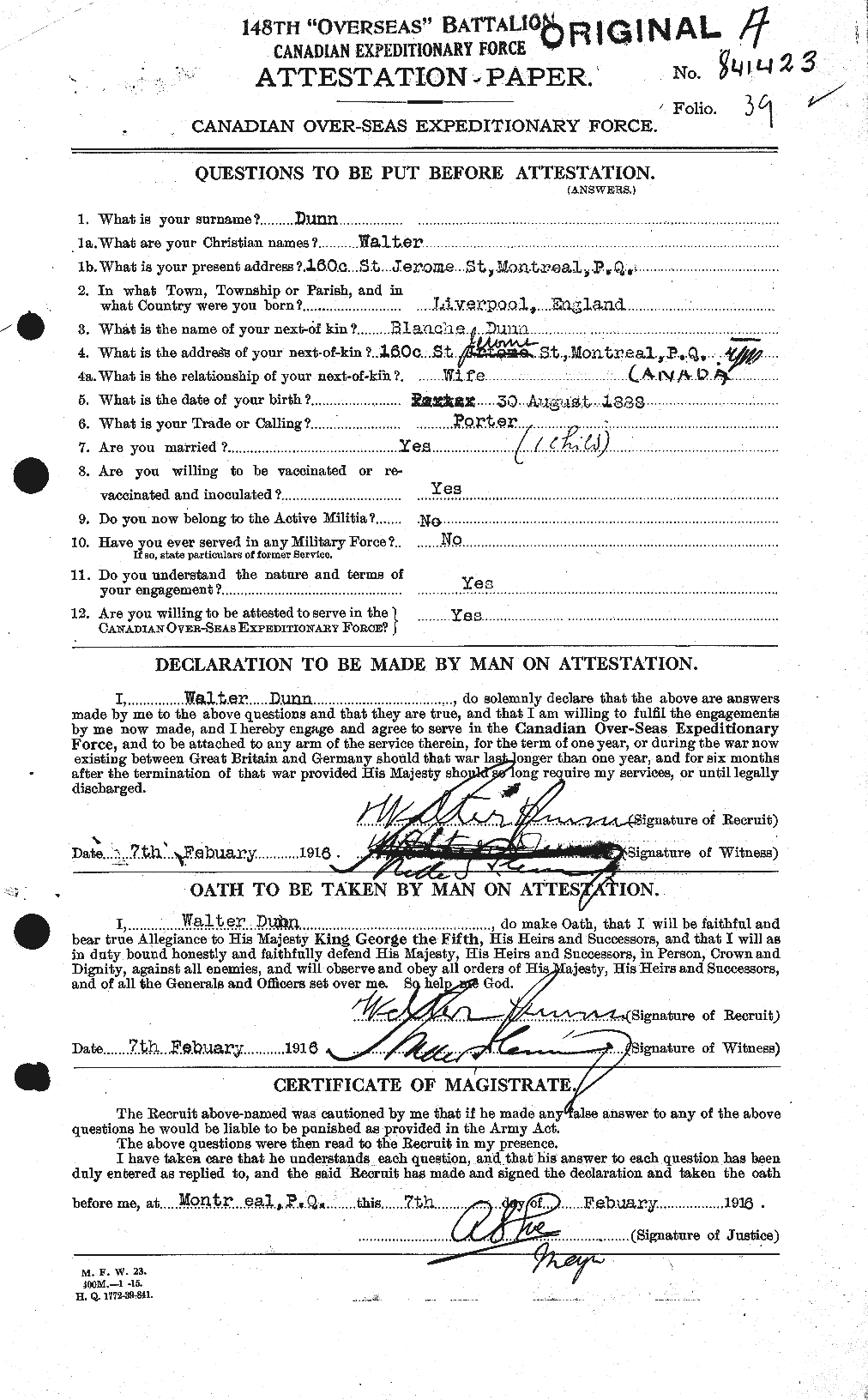 Personnel Records of the First World War - CEF 302835a