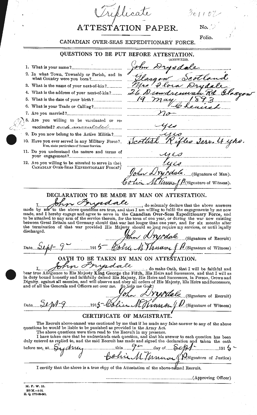 Personnel Records of the First World War - CEF 303187a