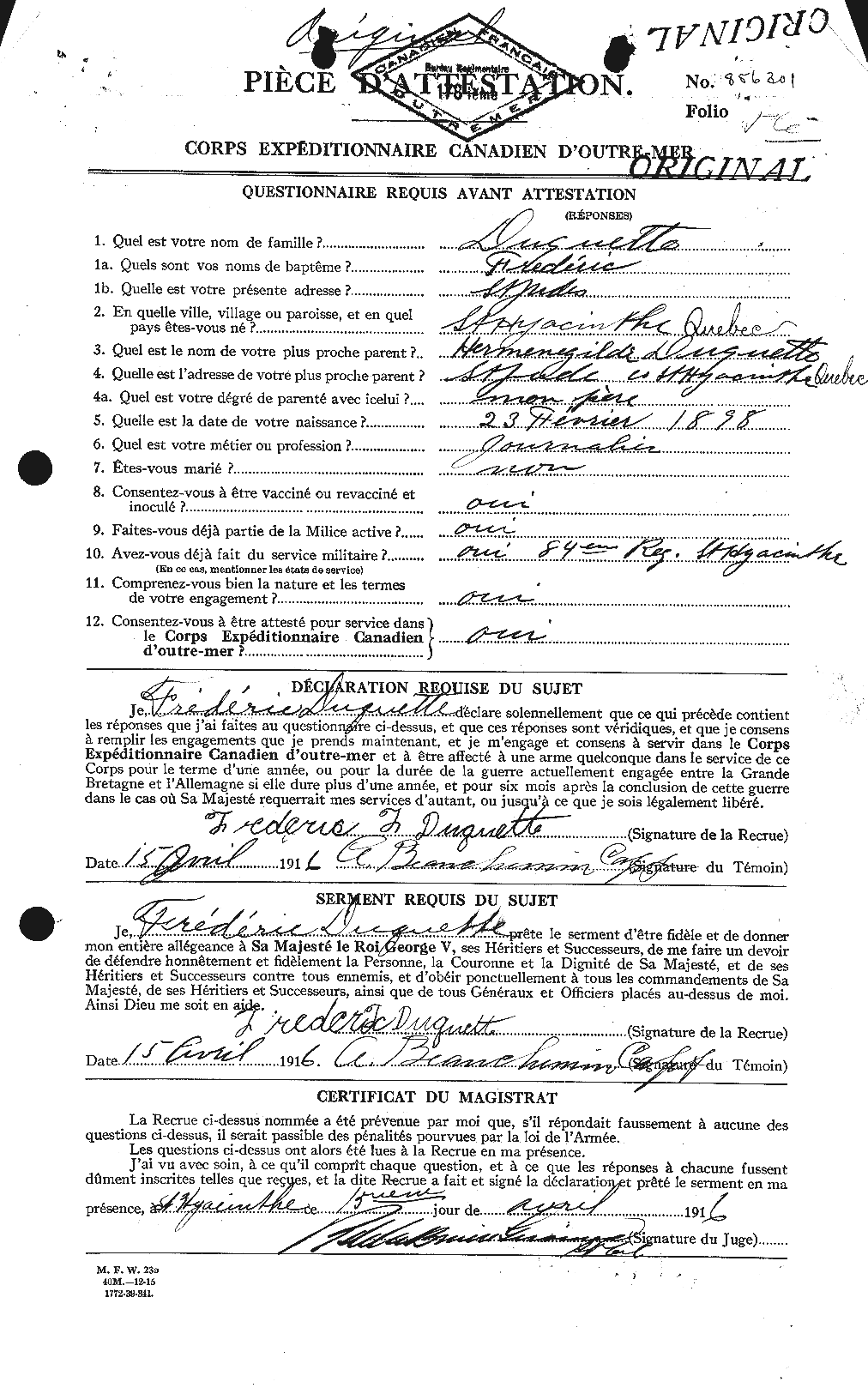 Personnel Records of the First World War - CEF 303387a