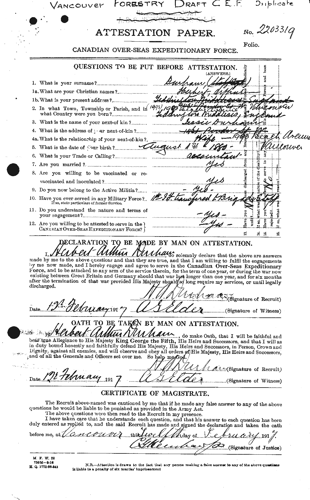 Personnel Records of the First World War - CEF 303629a