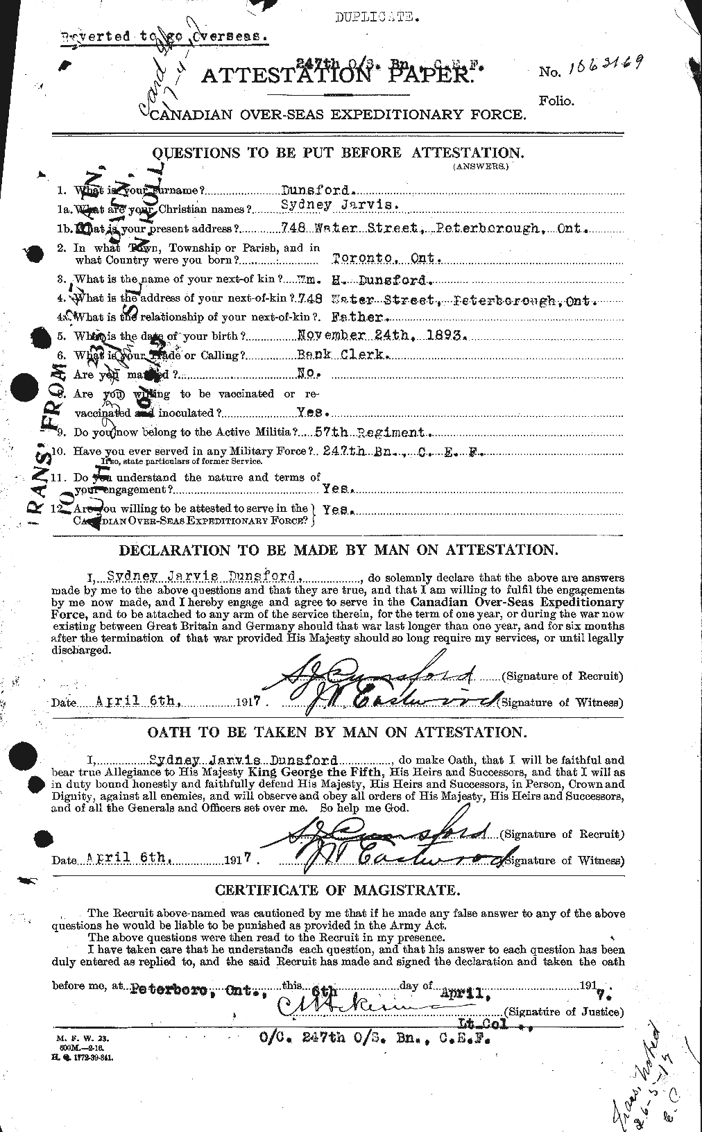 Personnel Records of the First World War - CEF 304695a