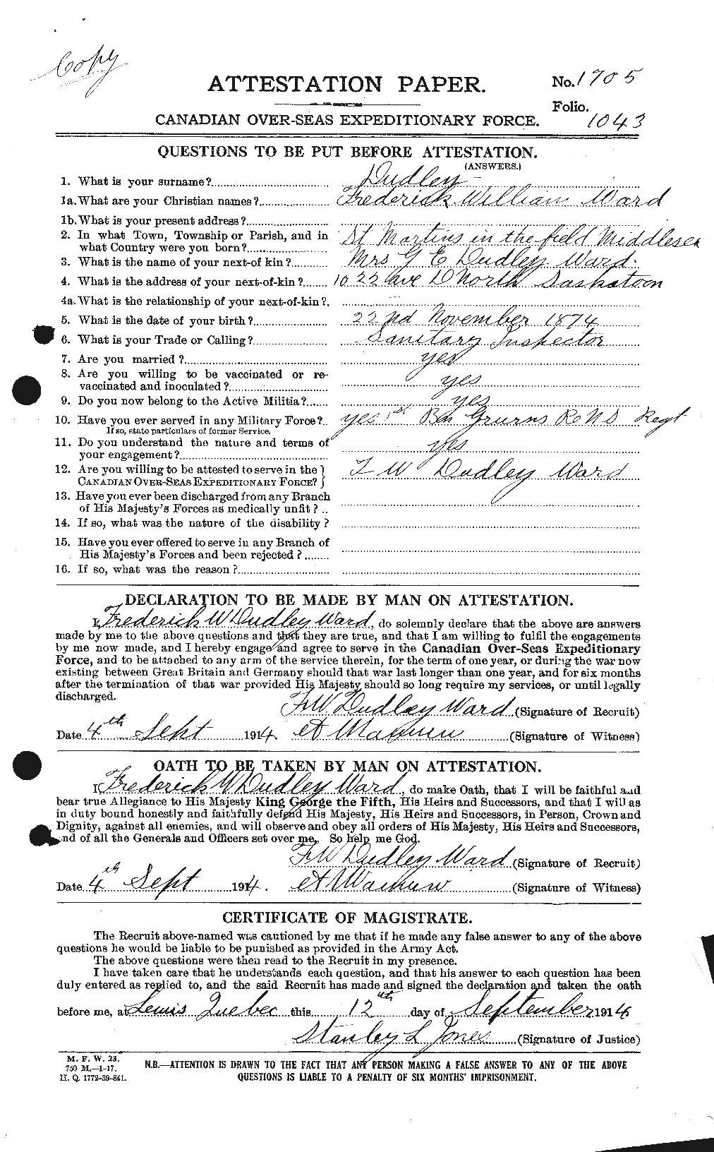 Personnel Records of the First World War - CEF 304884a