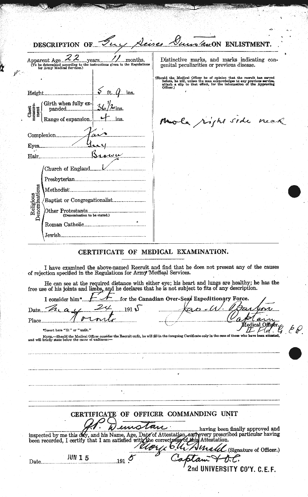 Dossiers du Personnel de la Première Guerre mondiale - CEC 304945b