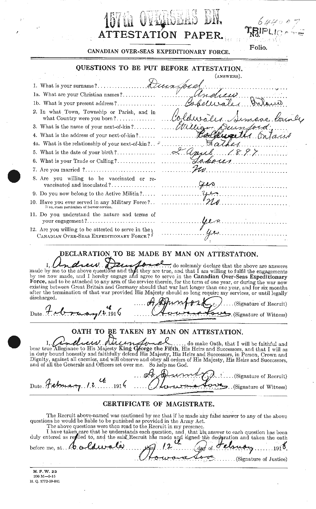 Personnel Records of the First World War - CEF 305274a