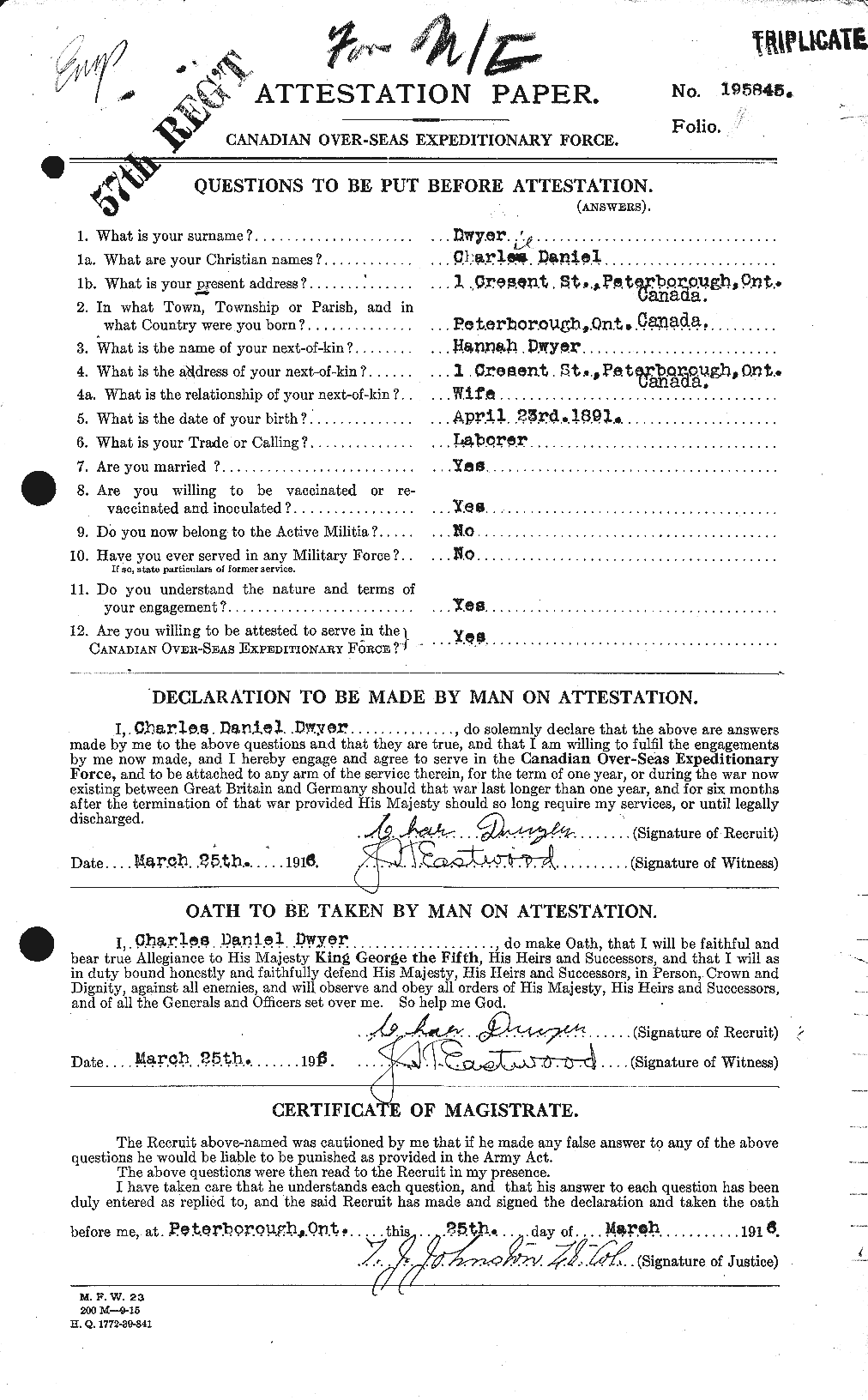 Personnel Records of the First World War - CEF 305604a