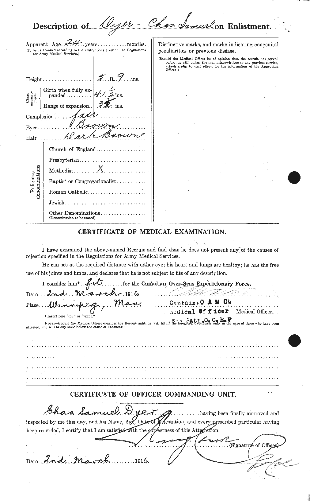 Dossiers du Personnel de la Première Guerre mondiale - CEC 305771b