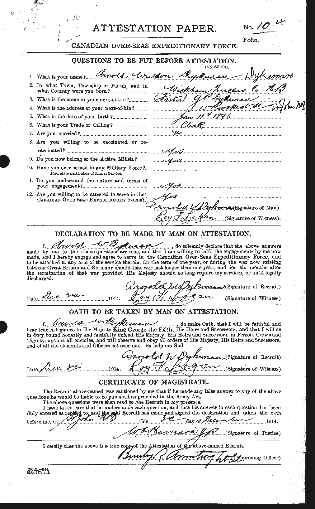 Personnel Records of the First World War - CEF 307247a