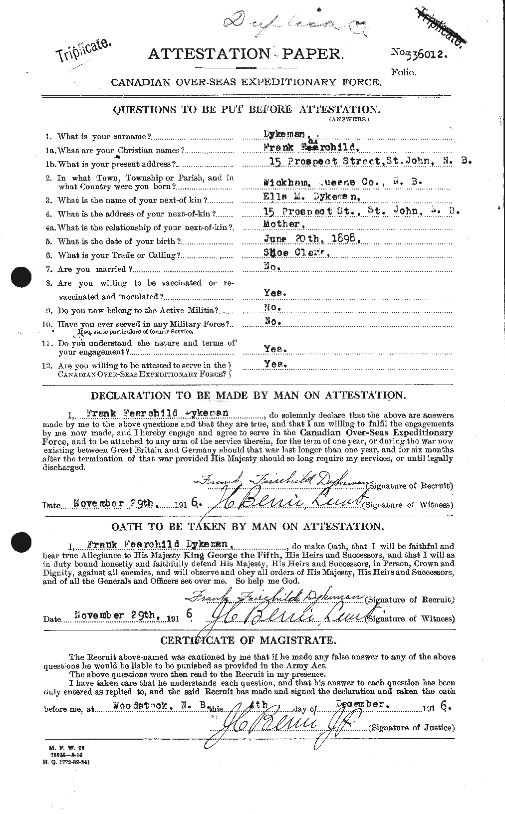 Personnel Records of the First World War - CEF 307251a