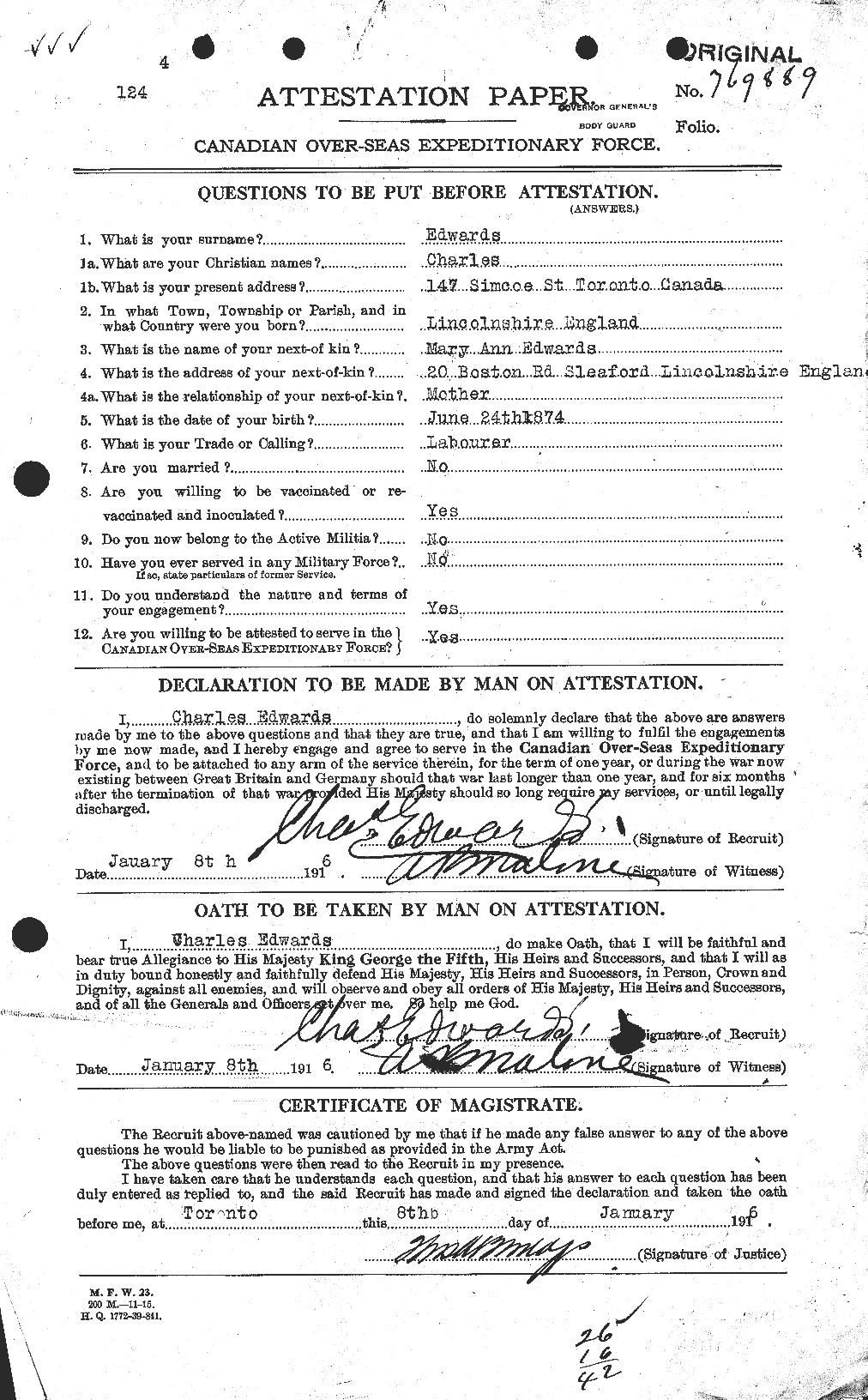 Personnel Records of the First World War - CEF 307818a
