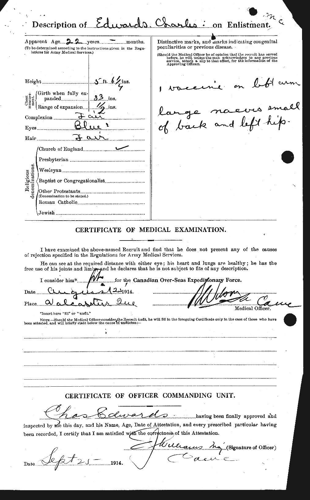 Dossiers du Personnel de la Première Guerre mondiale - CEC 307822b