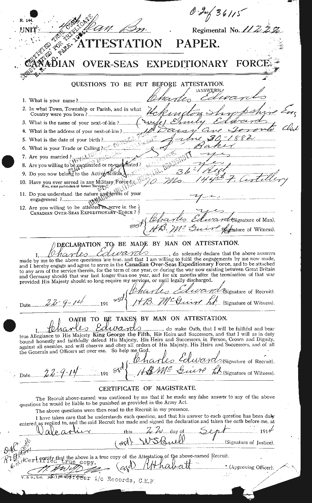 Personnel Records of the First World War - CEF 307829a