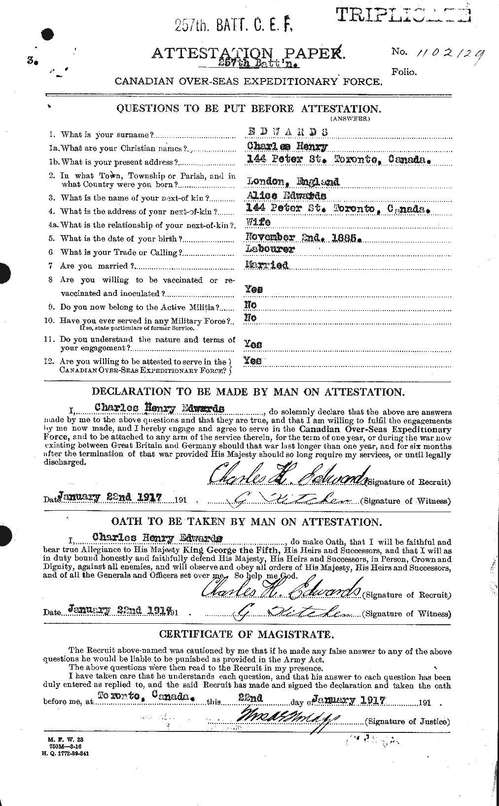 Personnel Records of the First World War - CEF 307843a