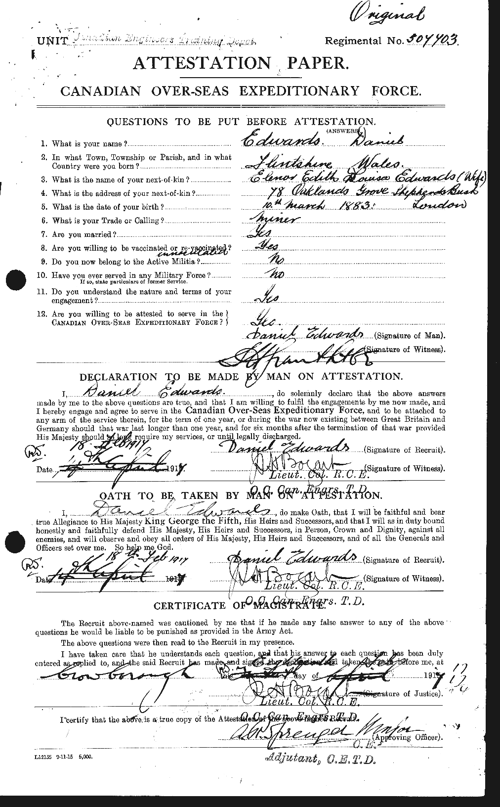 Personnel Records of the First World War - CEF 307863a