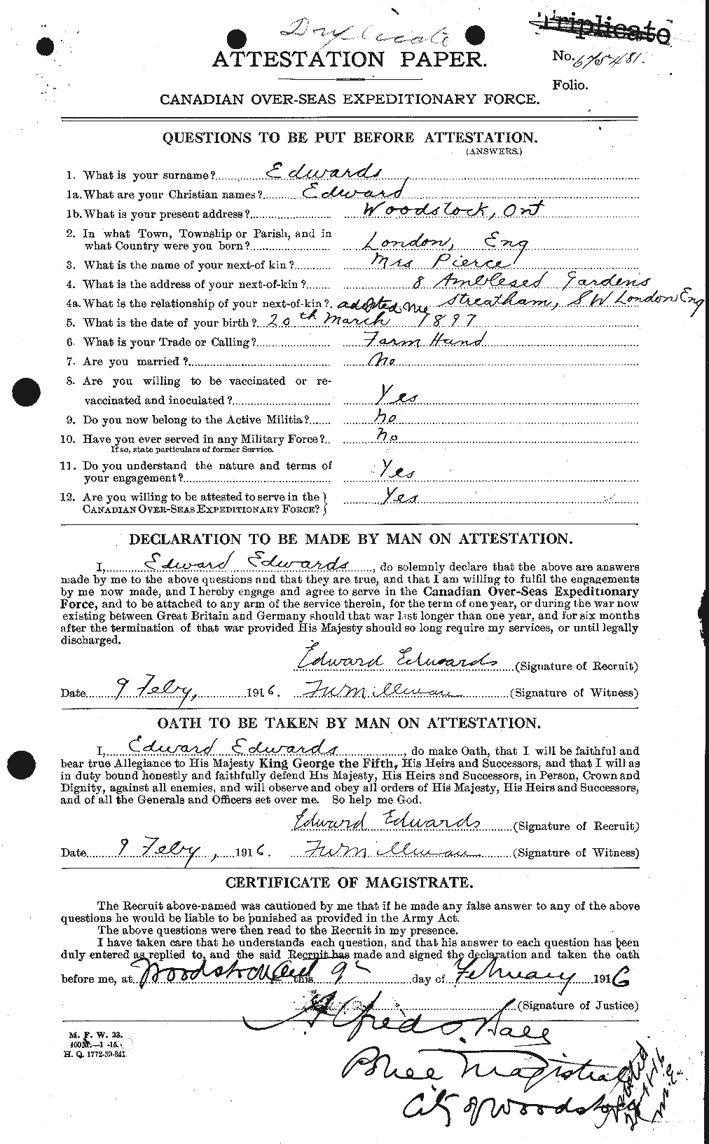 Personnel Records of the First World War - CEF 307894a