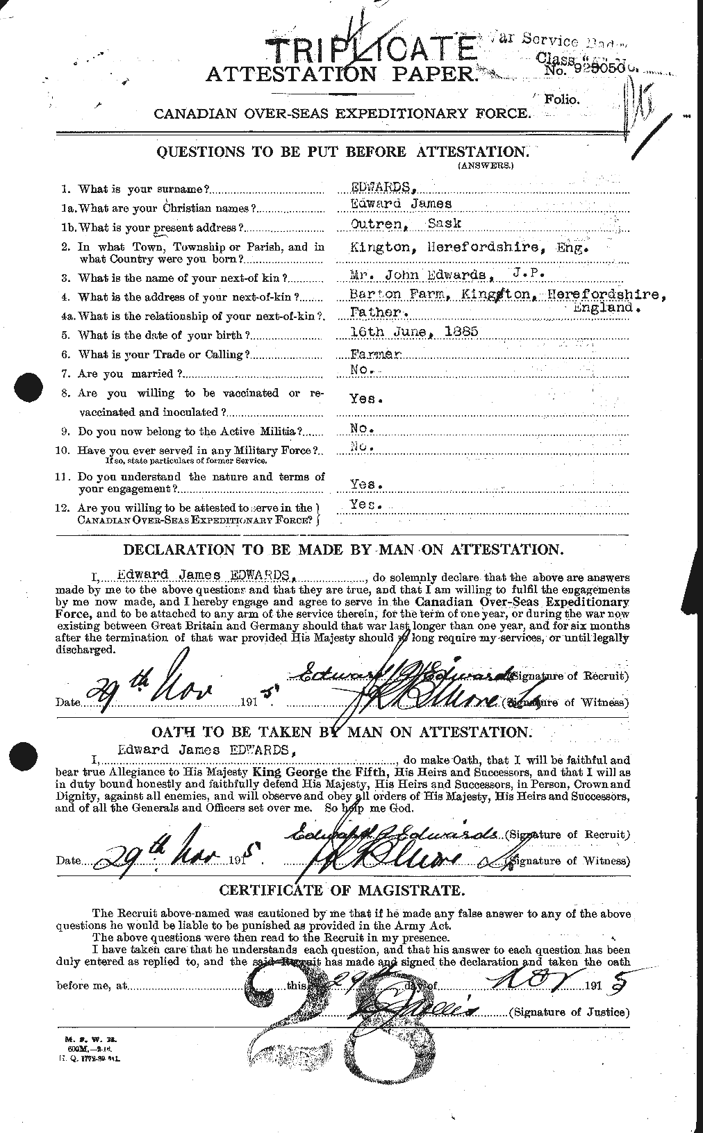 Personnel Records of the First World War - CEF 307905a