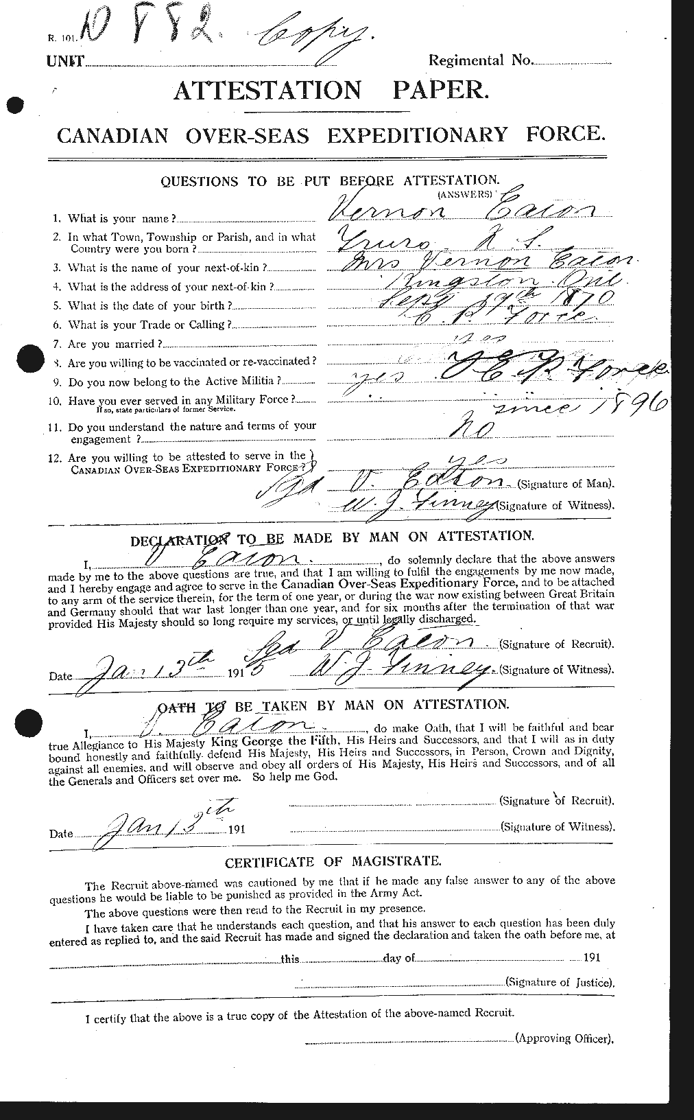 Personnel Records of the First World War - CEF 308762a