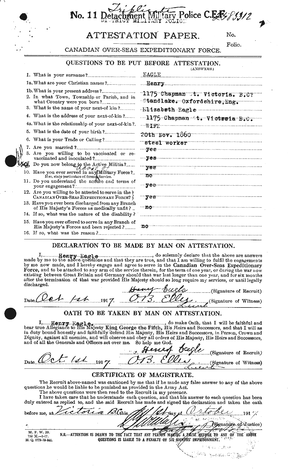 Personnel Records of the First World War - CEF 308837a