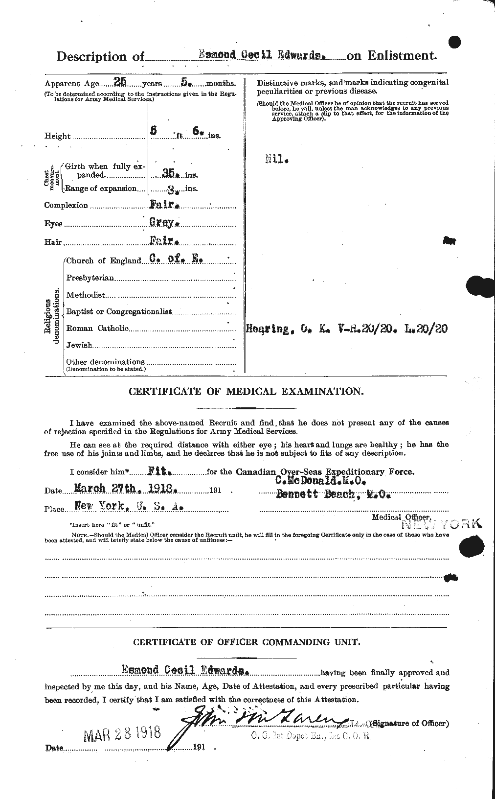 Personnel Records of the First World War - CEF 309019b