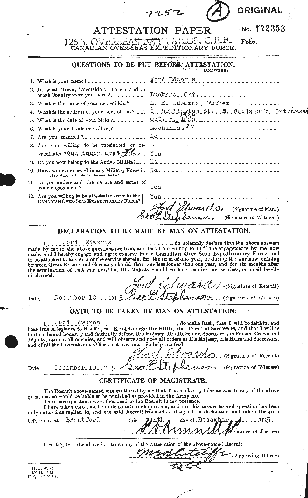 Personnel Records of the First World War - CEF 309031a