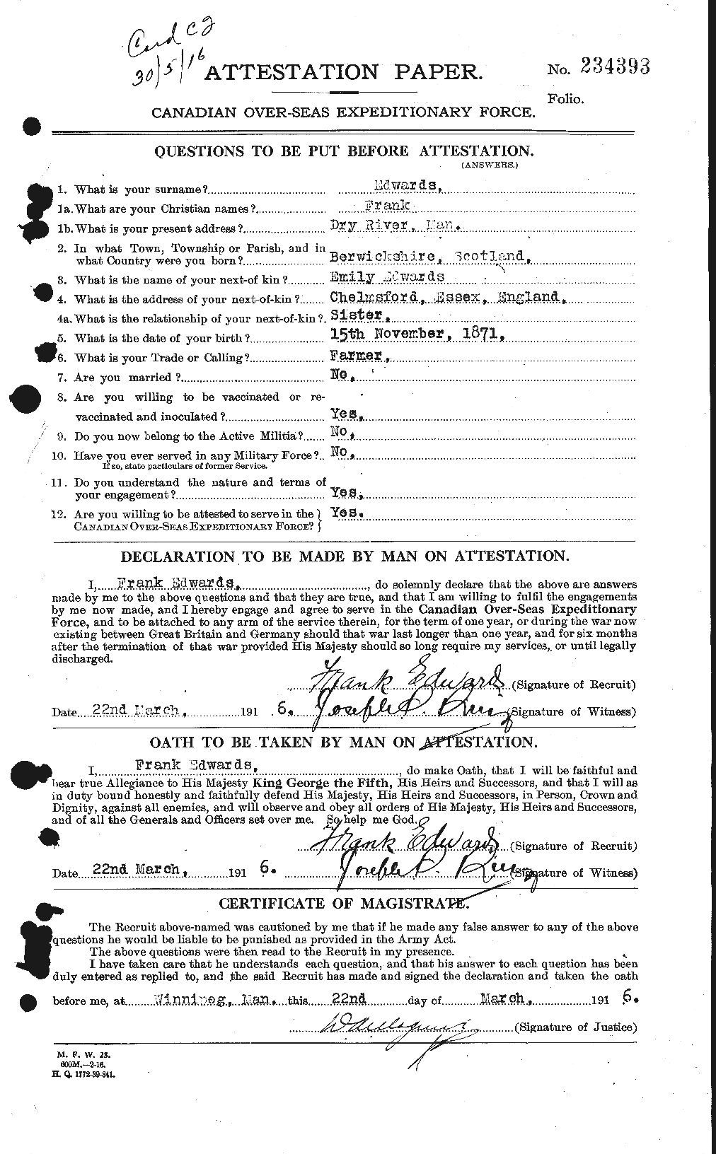 Personnel Records of the First World War - CEF 309045a