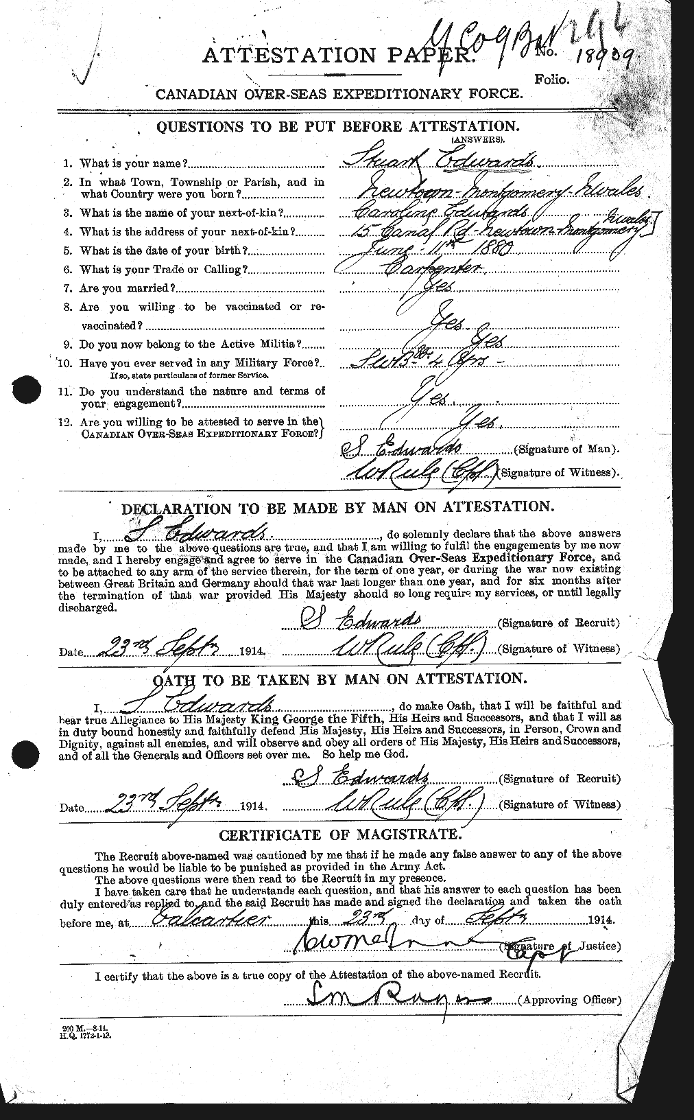 Personnel Records of the First World War - CEF 309046a
