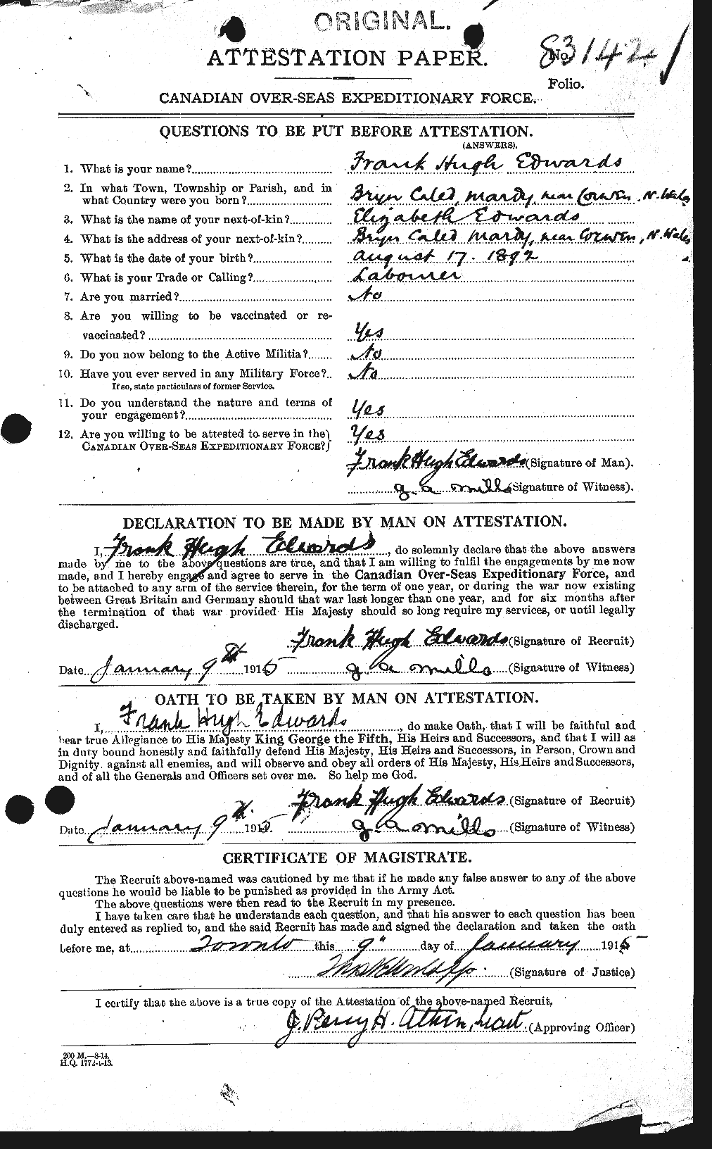 Personnel Records of the First World War - CEF 309053a