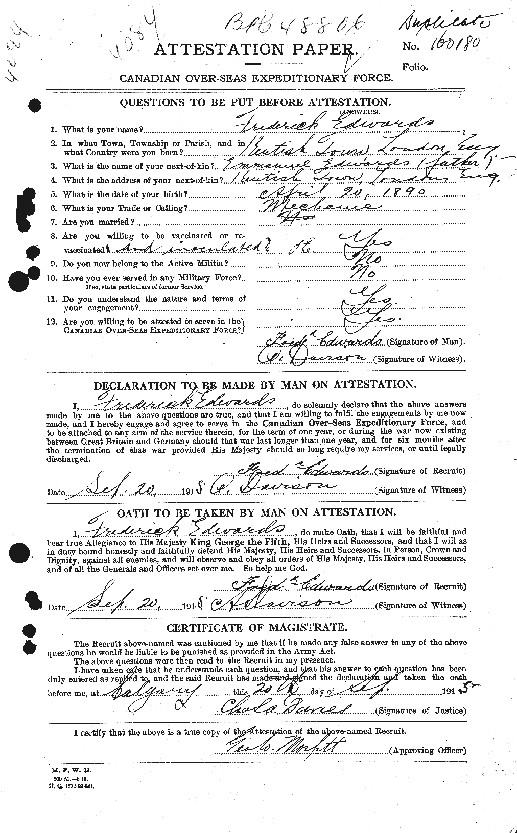 Personnel Records of the First World War - CEF 309067a