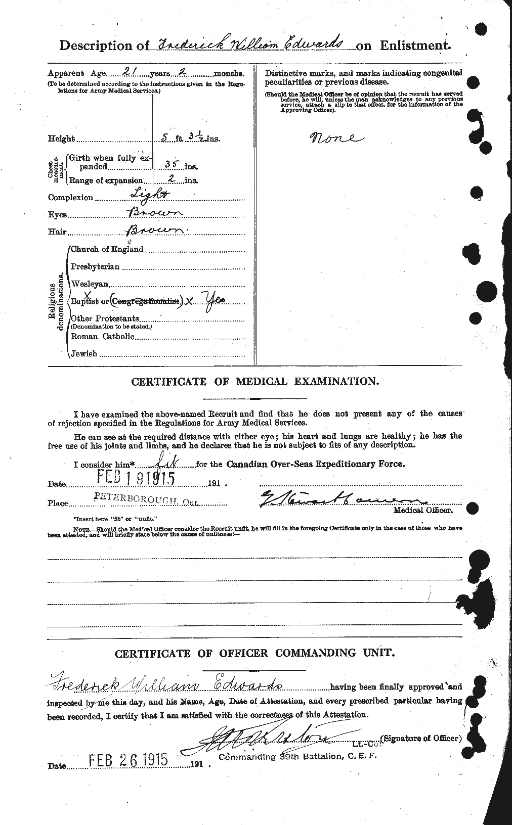 Personnel Records of the First World War - CEF 309083b