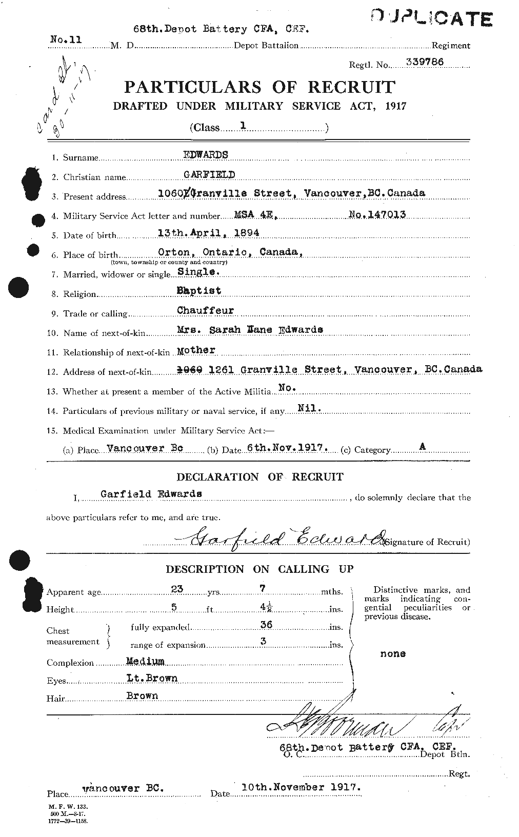 Personnel Records of the First World War - CEF 309087a