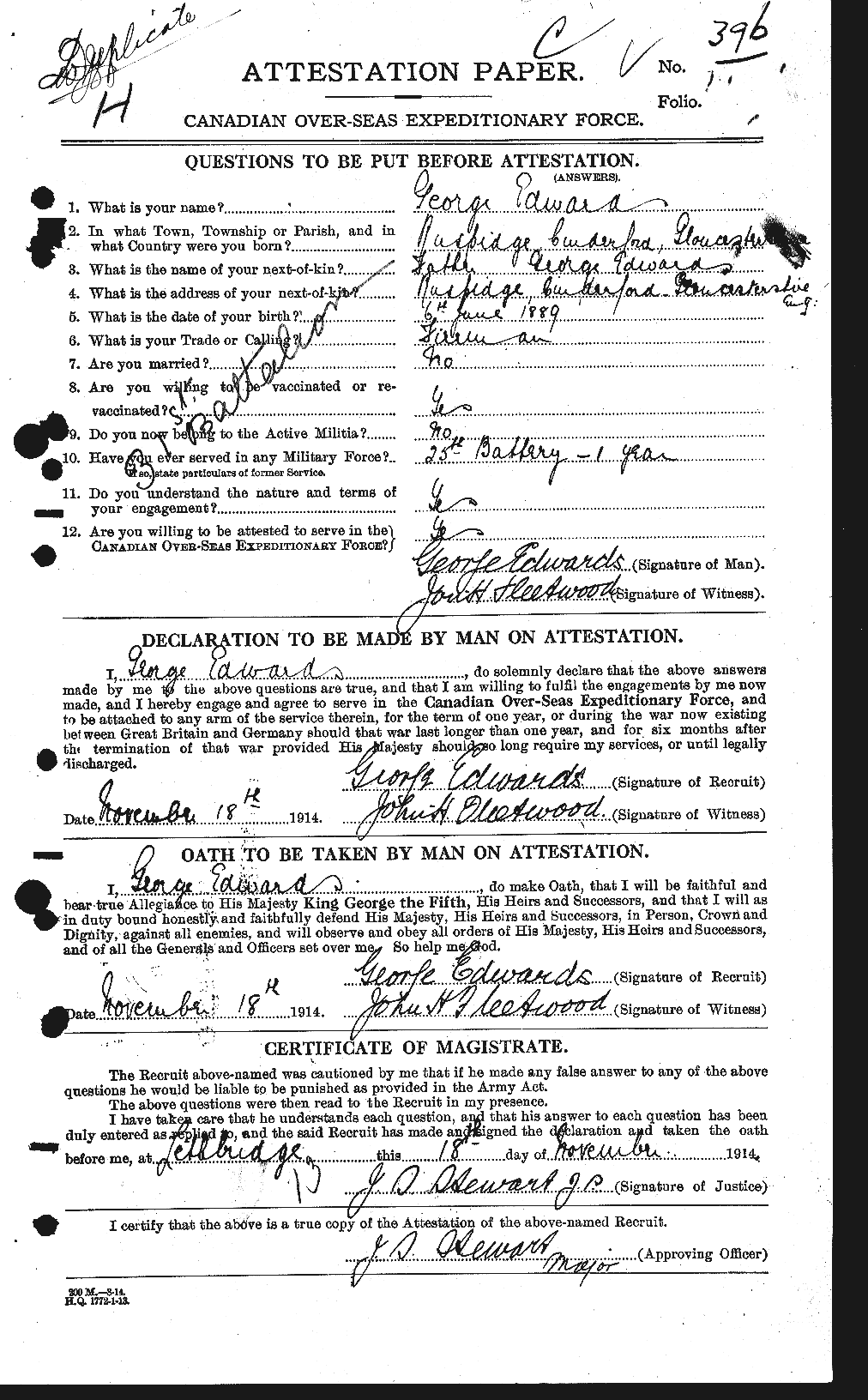 Personnel Records of the First World War - CEF 309094a