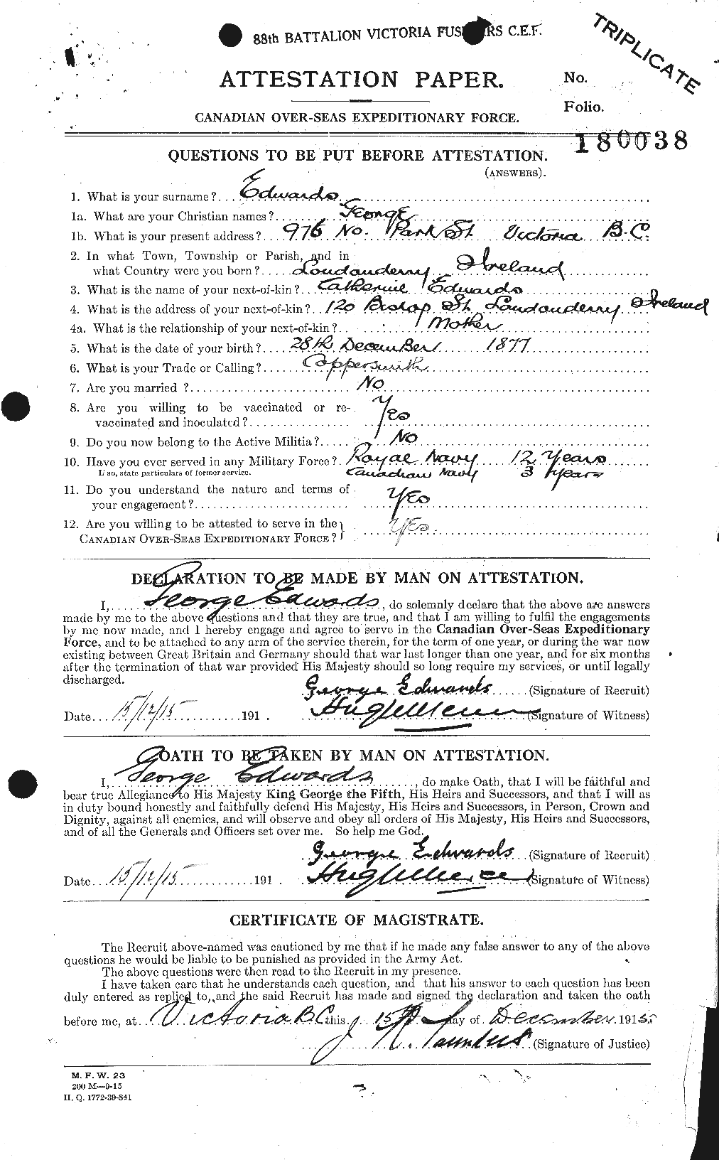 Personnel Records of the First World War - CEF 309097a