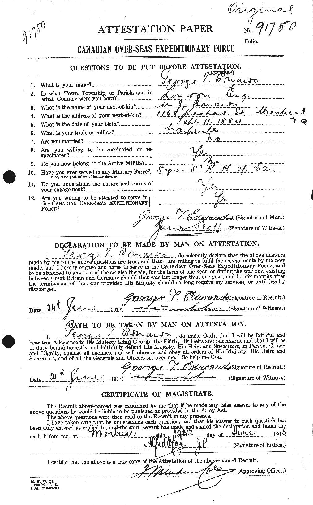 Personnel Records of the First World War - CEF 309692a