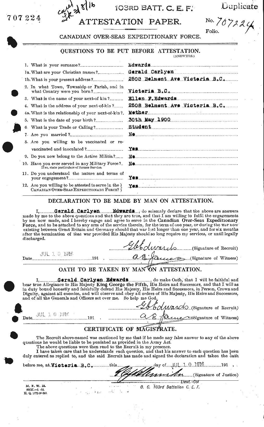 Personnel Records of the First World War - CEF 309699a