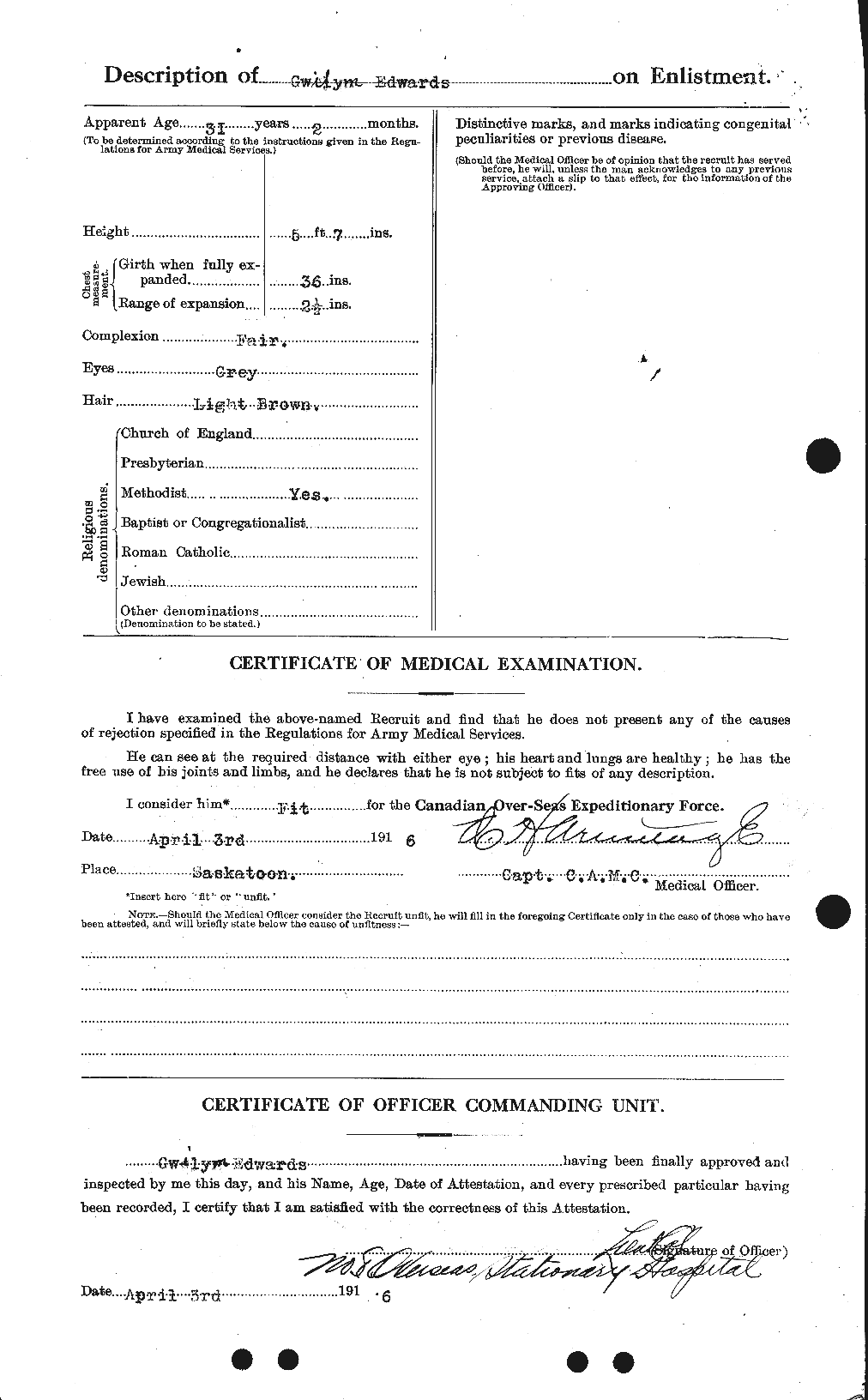 Personnel Records of the First World War - CEF 309711b