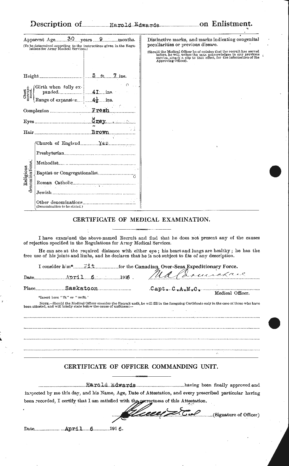 Personnel Records of the First World War - CEF 309713b