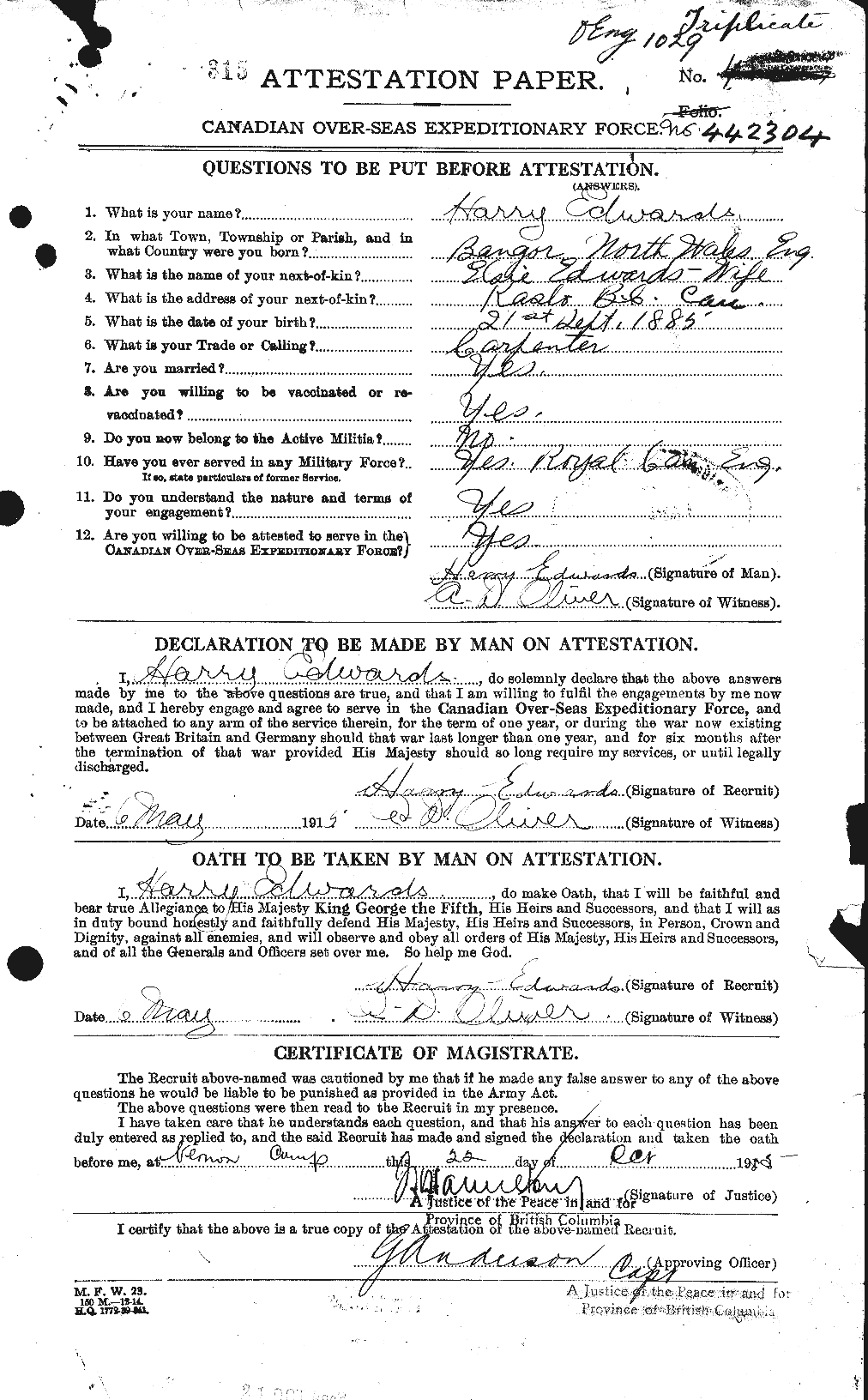 Personnel Records of the First World War - CEF 309736a