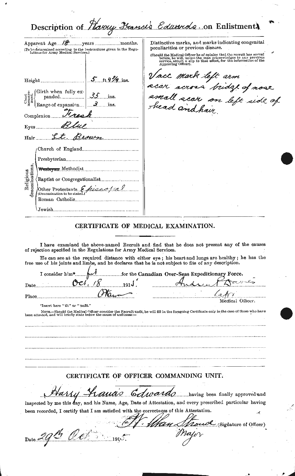 Dossiers du Personnel de la Première Guerre mondiale - CEC 309741b