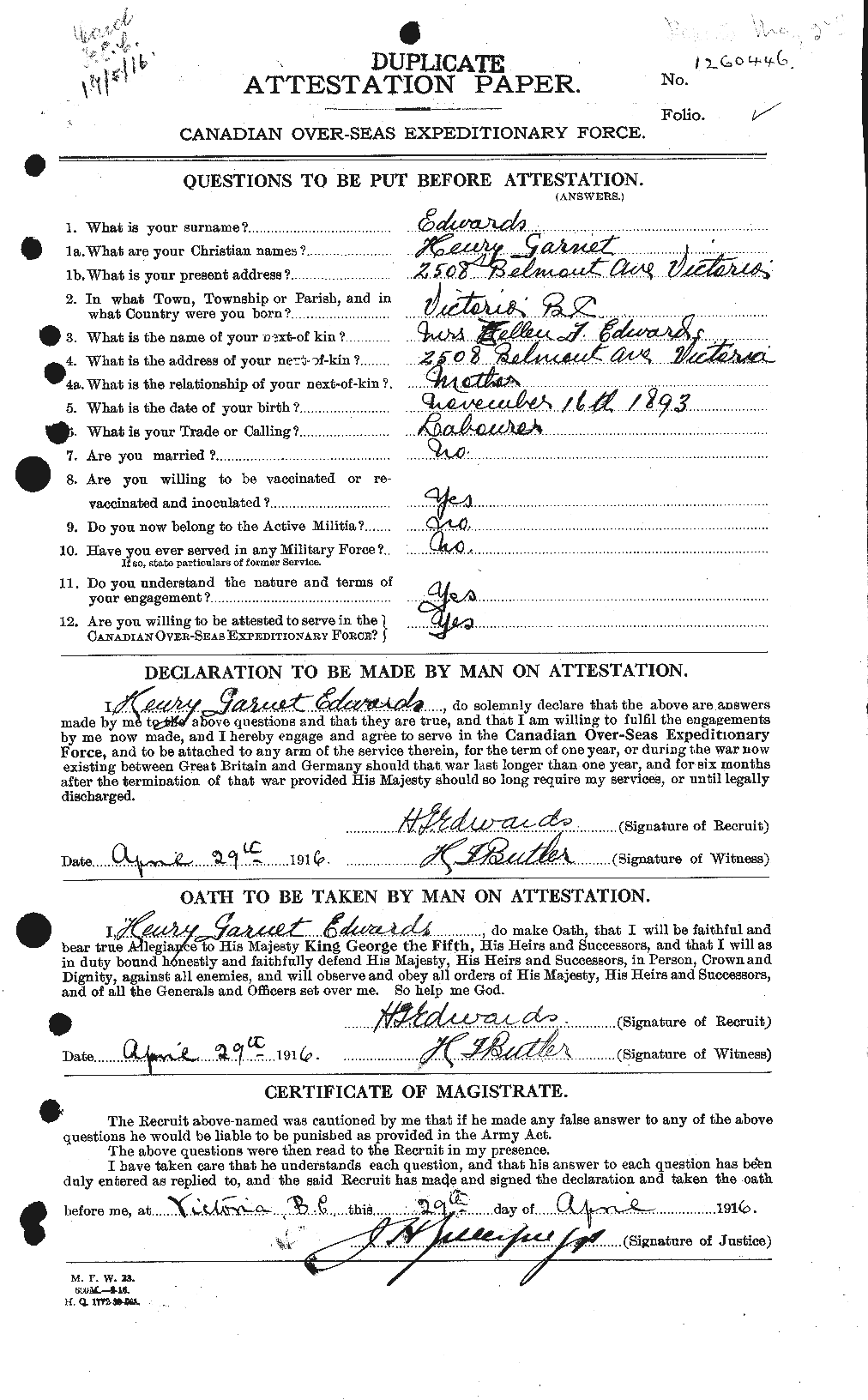Personnel Records of the First World War - CEF 309760a