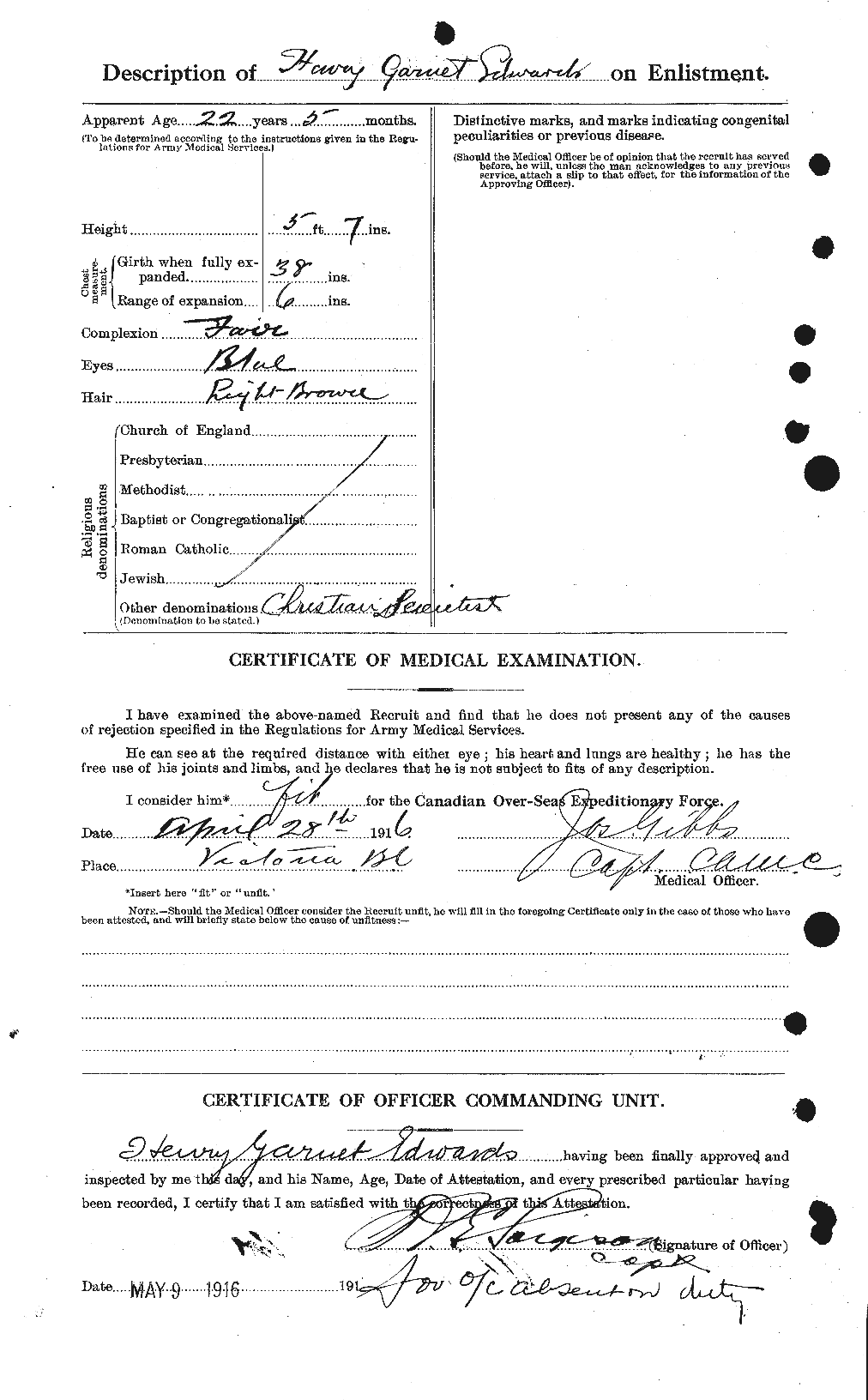 Personnel Records of the First World War - CEF 309760b
