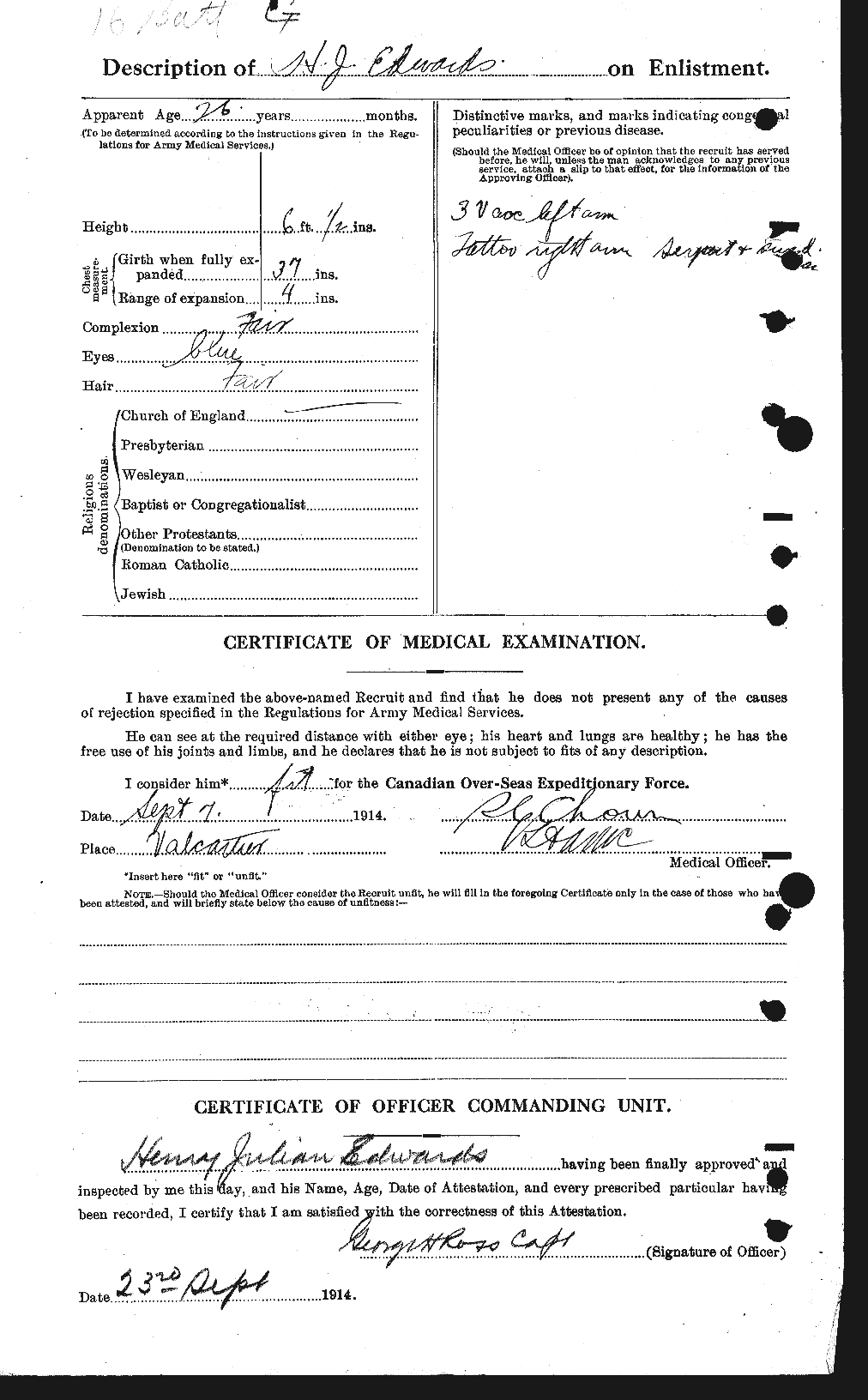 Personnel Records of the First World War - CEF 309763b