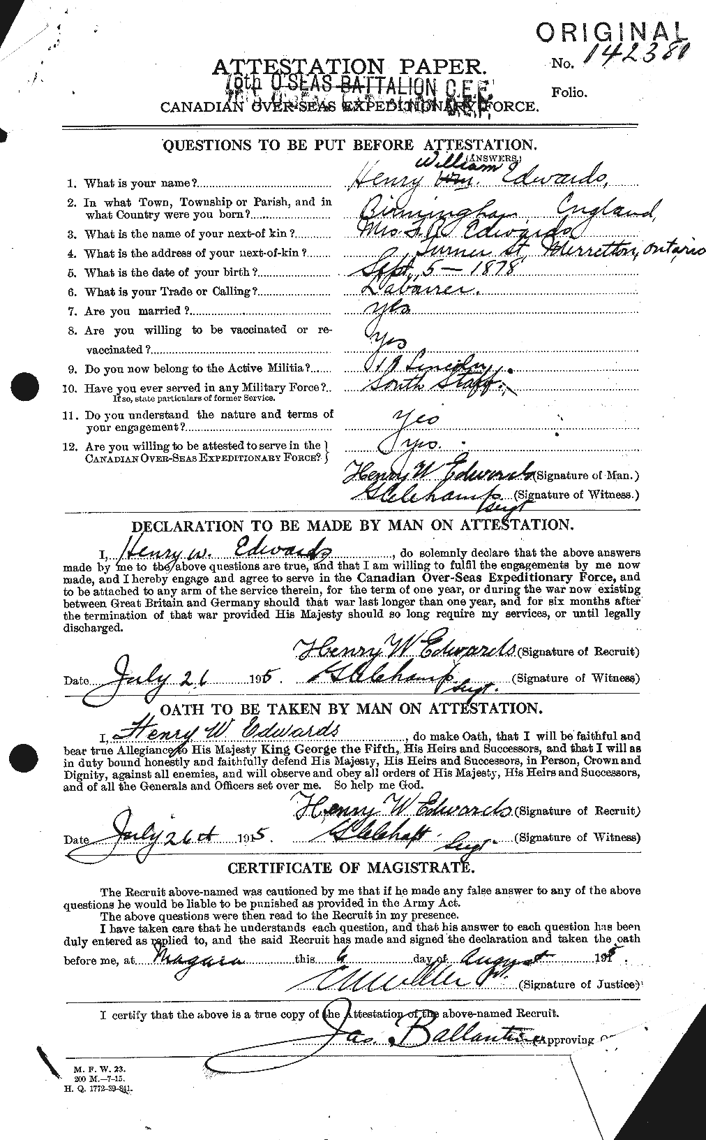 Personnel Records of the First World War - CEF 309767a
